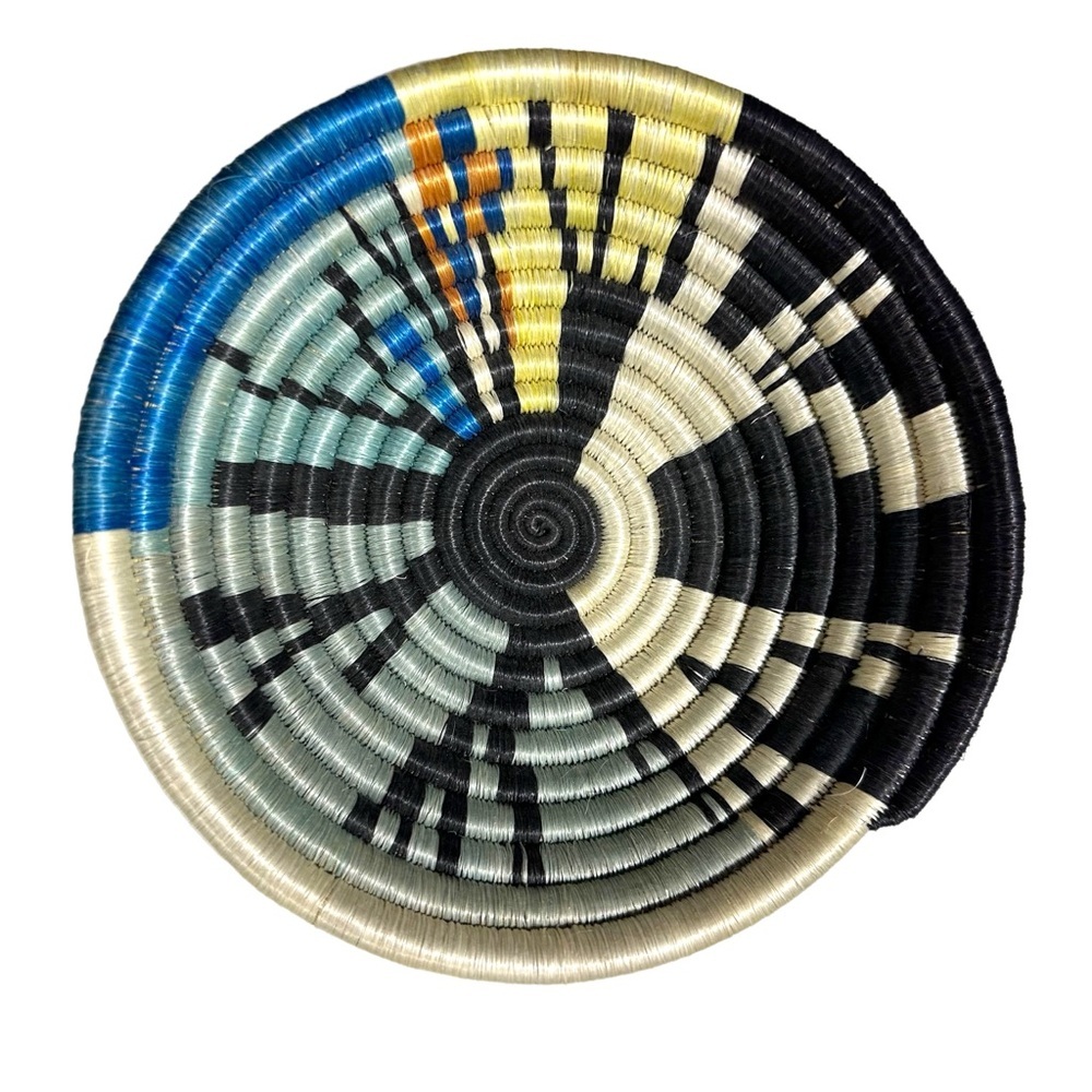 Set of 2 Handmade Rwandan Artist African Vibrant Heavy Fiber Coil Bowls 12” & 8” - Picture 10 of 16